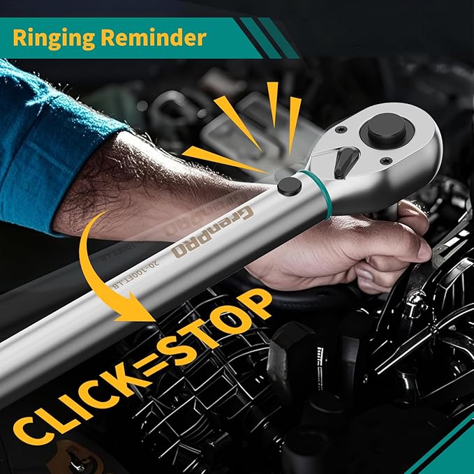 Torque Wrench 3/8 Drive, Inch Pounds Torque Wrench, Bike Tool Small Mini Click Torque Wrenches 72 Th 20-100Ft.lb/27.1-135.6Nm, Bicycle Car Tire Adjustable In Ibs Torch Wrench With Storage Case