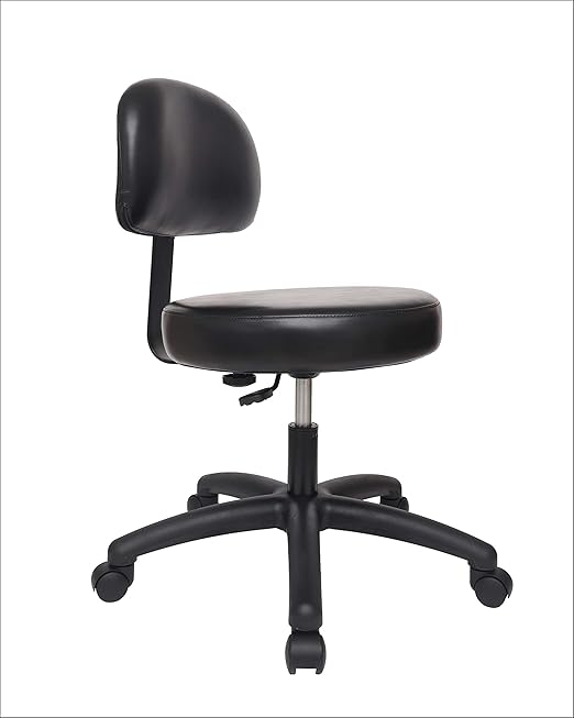 Chair Master Adjustable Chair for Exam Rooms, Labs, Doctor and Dentist offices. EASY to CLEAN! 17"-22" Seat Height NO FOOTRING (Low Desk Height, Black)