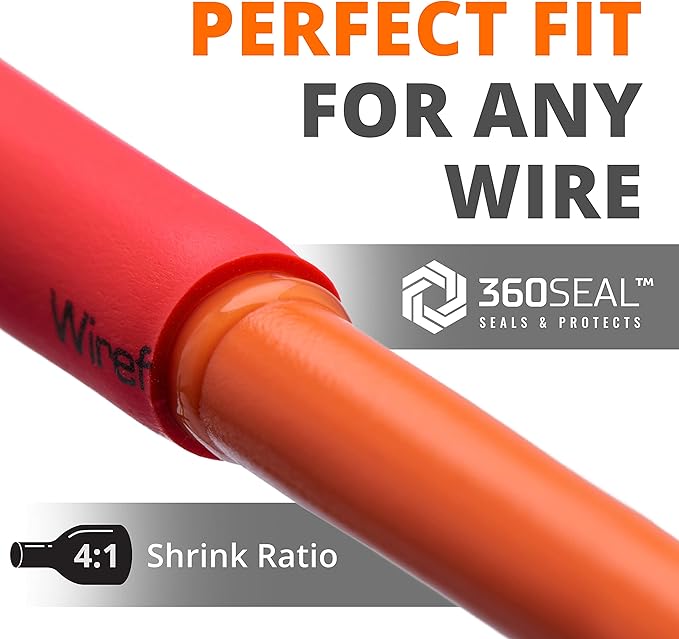 Wirefy 1-1/4" Heat Shrink Tubing - Large Diameter - 4:1 Ratio - Adhesive Lined - Industrial Heat-Shrink Tubing - 50 Feet Roll - Red