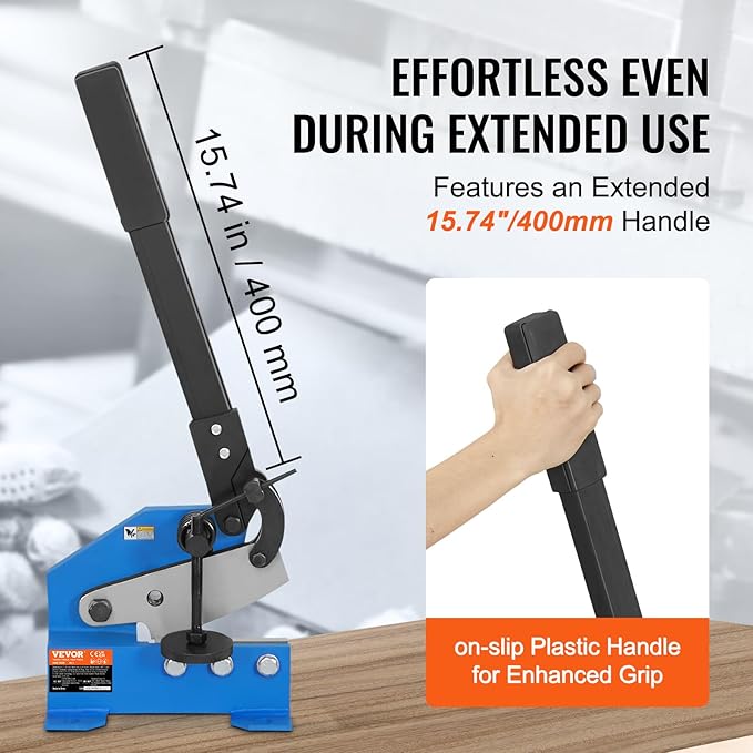 VEVOR Hand Plate Shear 5",Manual Metal Cutter Cutting Thickness1/4 Inch Max,Metal Steel Frame Snip Machine Benchtop 7/16 Inch Rod,for Shear Carbon Steel Plates and Bars