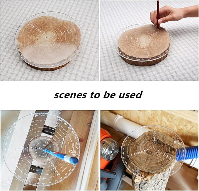 8" Round Center Finder Compass Transparent Acrylic, Easily Identify Center or Draw Circles, Lathe Work and Woodturners, for Woodworking Lovers
