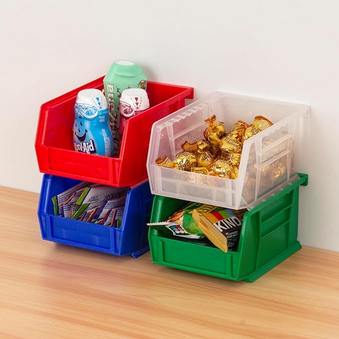 Akro-Mils 30210 AkroBins Plastic Hanging Stackable Storage Organizer Bin, 5-" x 4-" 3-", Blue, 24-Pack
