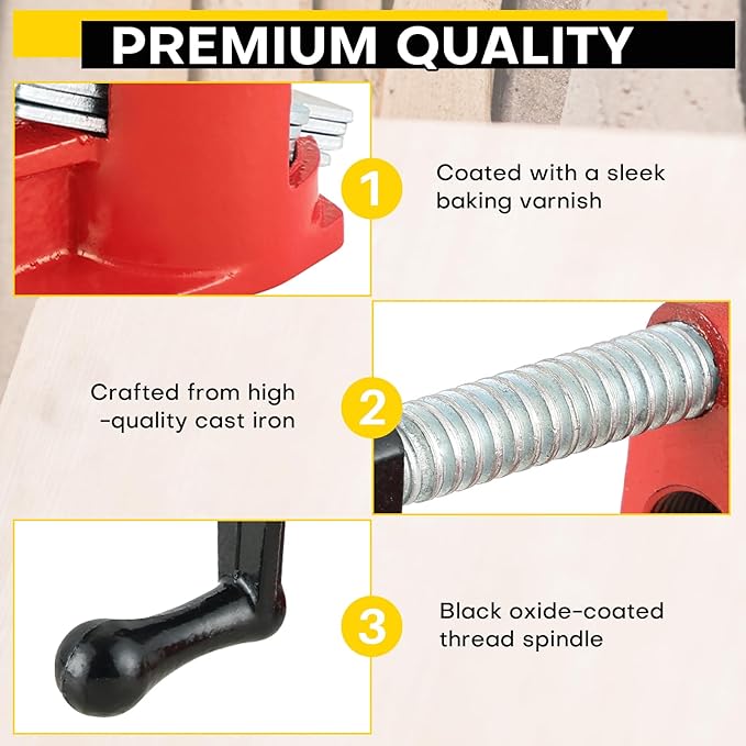 Wood Gluing Pipe Clamp Set | Professional Woodworking and Metalworking Clamps Tools with Unique Foot Design for Frame Assembly, Quick Release and Precision Gluing (6Pack, 3/4'')
