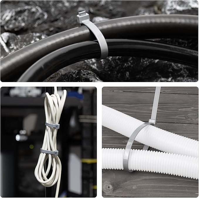 18 inch Silver Zip Ties Heavy Duty 100 PACK, 200 LBS Ultra Exclusive Strong Plastic Wire Ties, Large Cable Ties Extra Long Tie Wraps, Indoor and Outdoor UV Resistant