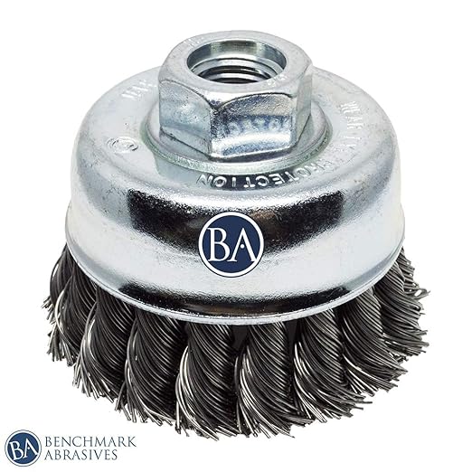 Benchmark Abrasives 2-3/4" Knot Wire Cup Brush for Narrow Holes Derusting Paint Removal Deburring Ferrous Metals Concrete, Wire End Brush for Angle Pneumatic Grinder - Carbon Steel (Pack of 5)