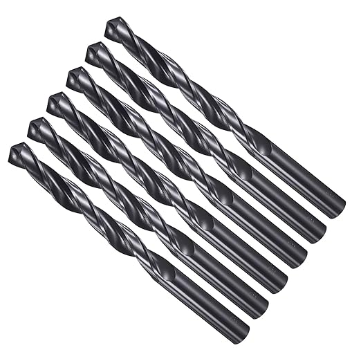 Drill Bit, 29/64" Cutting Diameter, 4241 HSS Nitriding Black 118° Cutting Angle Versatile Jobber Bits - (Applications: for Drilling Plastic Wood Soft Metal), 6-Pieces