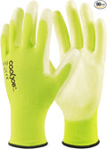 COOLJOB 60 Pairs Safety Work Gloves Pack Bulk with Grip PU Coating, 13 Gauge Seamless Knit Gloves with Polyurethane Dipped for Warehouse Working, Breathable Lightweight for Men Women, Yellow Xlarge