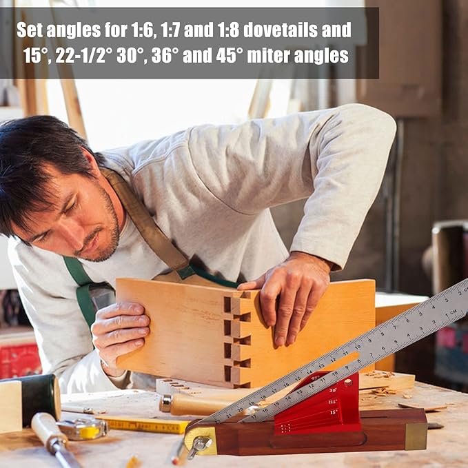 Aluminum Alloy Bevel Gauge Block, Universal Angle Finder for Router and Table Saw Woodworking Angles for 1:6, 1:7, 1:8 Miter Angles of 15°, 22-1/2°, 30°, 36° and 45°