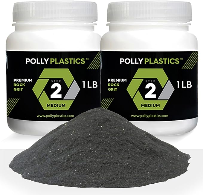 Polly Plastics Rock Tumbler Media Grit Refill, Medium 180/220 Silicon Carbide Grit, Stage 2 for Tumbling Stones (2 Pack) (2 lb.)
