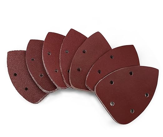 70pcs Mouse Sander Sandpaper Assortment Kit, 5 Hole Detail Sander Sandpaper Palm Sander Paper Mouse Sanding Pads Hook and Loop Sanding Sheets - 40/60/80/100/150/240/320 Grit