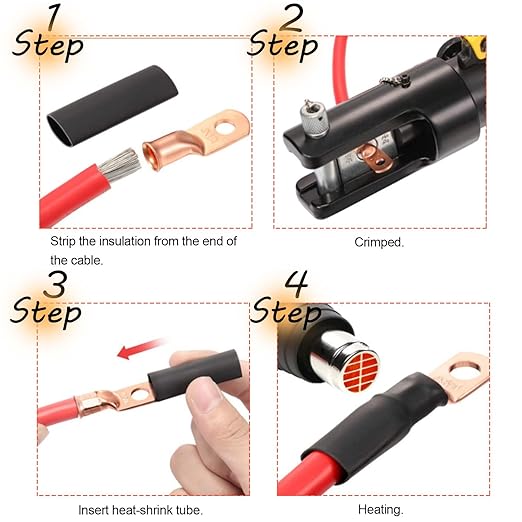 4 AWG 3/8" Stud Battery Ring Terminal (10 pcs.) - 4 Gauge Cable Connectors, Wire Lugs, Tubular Ring Terminal Connectors, Tinned Copper Eyelets
