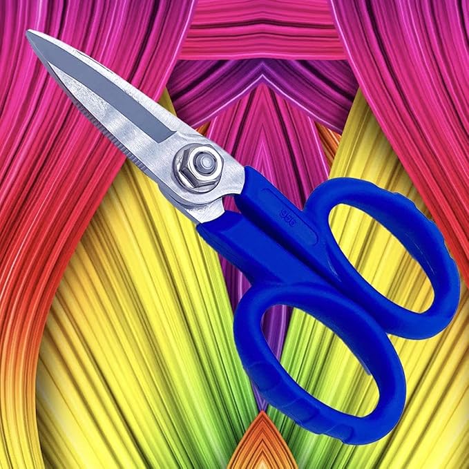 Elfcam® - Kevlar Scissors for Fiber Optics, Super Multi Cutter Made in High Carbon Alloy Steel, Serrated Blade Shear for Gripping Materials, Manufactured by Nusharp (KS-1)