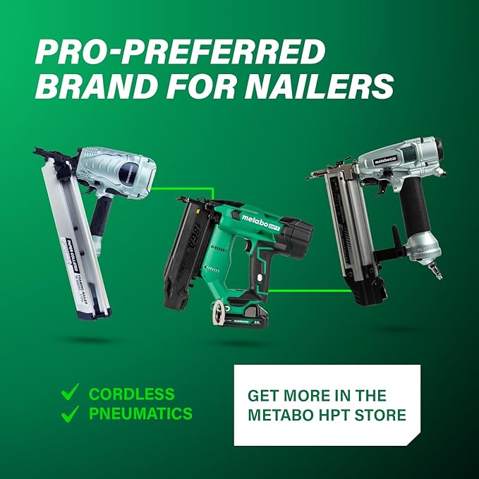 Metabo HPT Framing Nailer, Pro-Preferred Pneumatic Power Nailer & Framing Tool for Flooring, Roof Decking, Selectable Trigger & Rafter Hook, 21° 2" to 3-1/4" Plastic Collated Nails, NR83A5