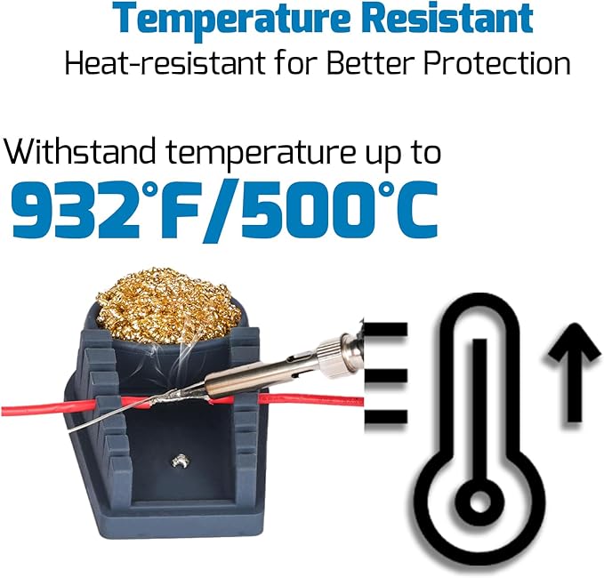 WEP S200 Gray Soldering Wire Holder, Heat Resistant Silicone Stand with Brass Wool Tip Cleaner and 6 V-shaped grooves, Helping Hands for Soldering