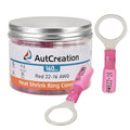AutCreation 160PCS Heat Shrink Ring Terminals 3/8" Red 22-16 AWG Marine Grade Electrical Wire Connectors, Tinned Red Copper Resistant Ring Connectors, Insulated Waterproof Crimp Terminals
