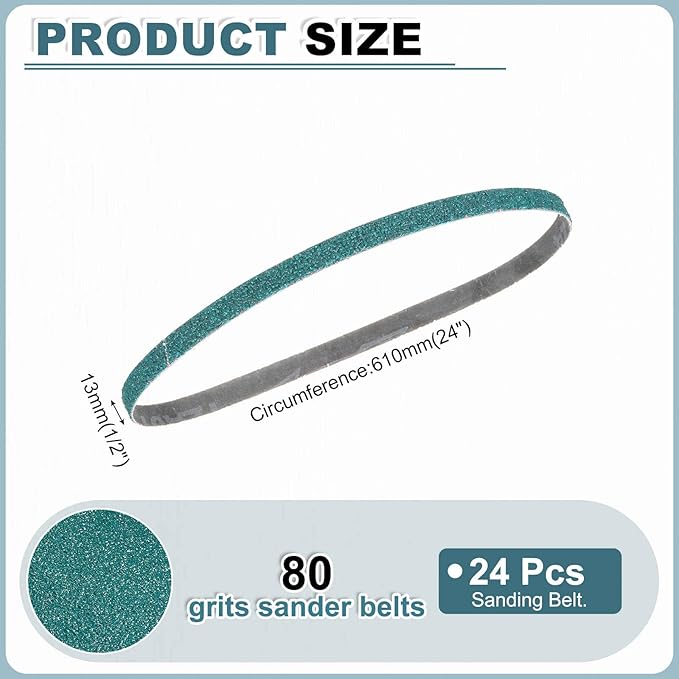 HARFINGTON 1/2 x 24 Inch Sanding Belts, 24 Pcs 24 Grit Zirconia Abrasive Belt Sander File Belt for Woodworking, Metal Polishing, Knife Sharpener