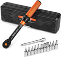 VEVOR 13Pcs Torque Wrench Set, 1/4 Inch Drive, 20-200IN.LB(2.3-22.6Nm), 72-Tooth Click Torque Wrench with Hex/Torx/Sockets, Extension Bars, for Bicycle Motorcycle Maintenance