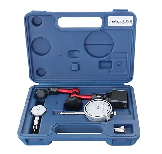 Accusize Industrial Tools 0-1'' by 0.001'' Dial Indicator, 0.03'' by 0.0005'' and 1 Magnetic Base Professional Combo, 0510-0518