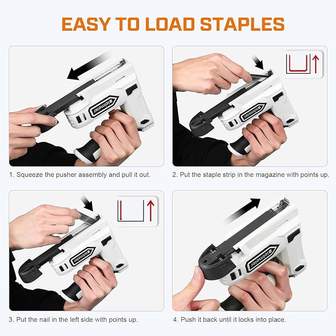 Electric Staple Gun, 2 in 1 Electric Stapler Tacker 4V Cordless Brad Nailer Kit, Battery Powered Nail Gun for Upholstery, Carpentry, DIY with Staple Remover, 1600 Pcs Staples and Nails