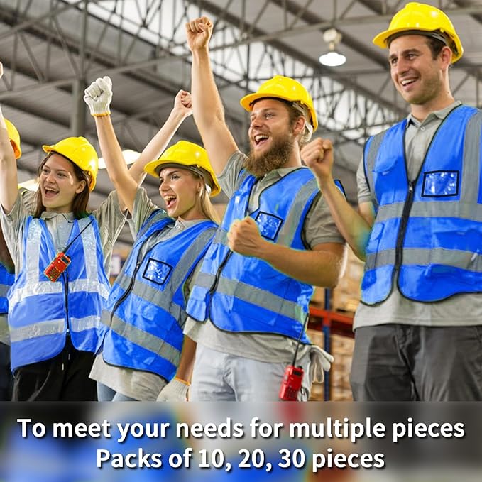 Safety Vests,Hi Vis Vest Reflective Vest with 5 Pockets and Zipper for Men Women, Neon Working Vest for Outdoor One Size