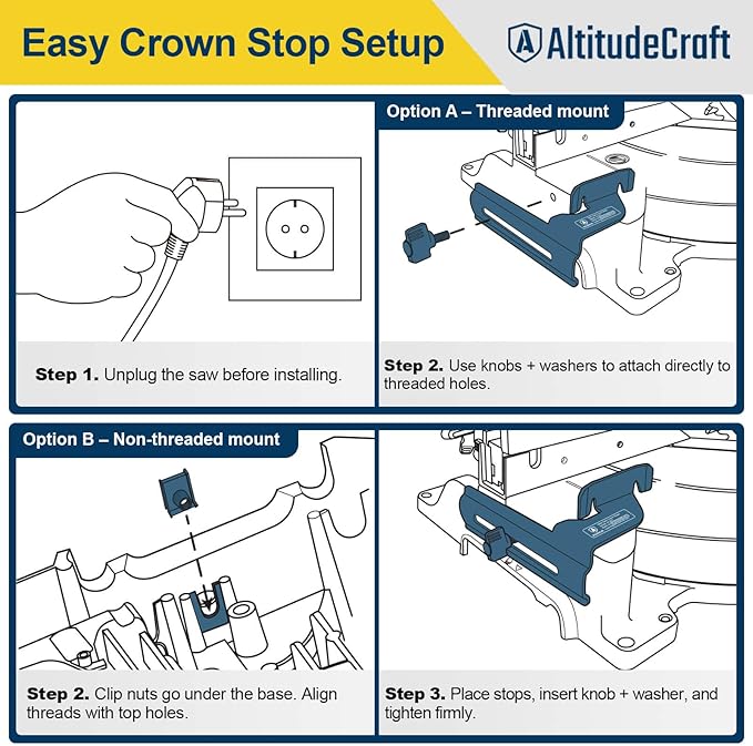Miter Saw Crown Stops, Fits DW702, DW703, DW706, DW708, DW712, DW713, DW715, DW716, DW717, DW718, DWS780 – Woodworking Guide for Precise Cuts
