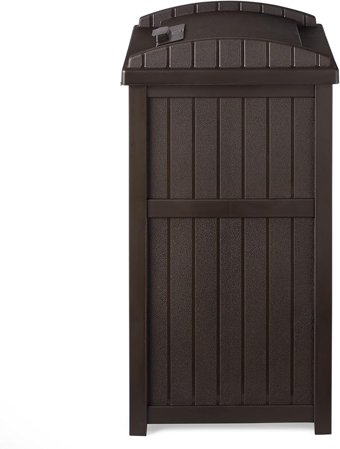 Suncast Trash Hideaway Outdoor 33 Gallon Garbage Waste Can Bin, Java (10 Pack)