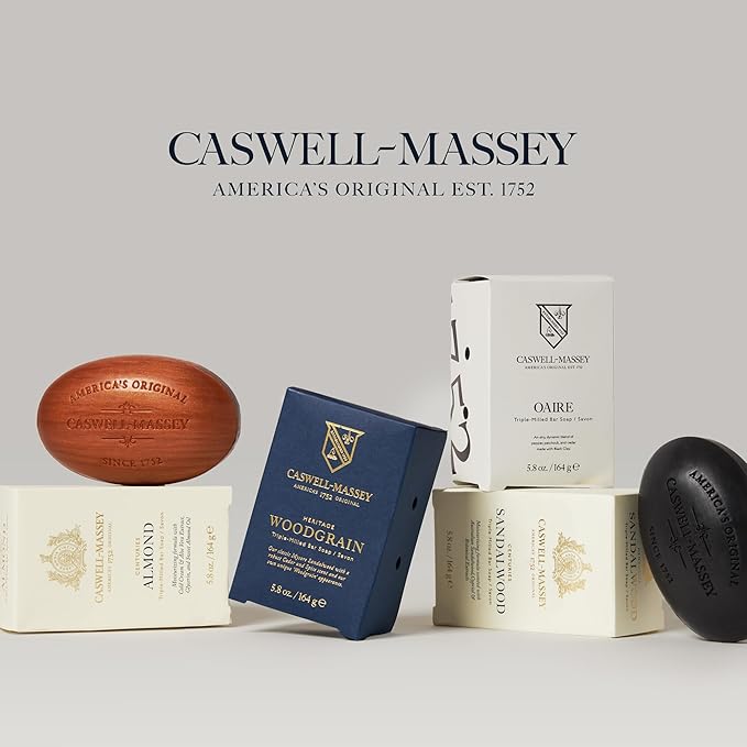 Caswell-Massey 2571 Natural Bar Soap for Men, Moisturizing Body Soap Bar for All Skin Types, Made with Essential Oils & Plant-Based Formula for Soft Skin, Made in USA, 5.8 oz
