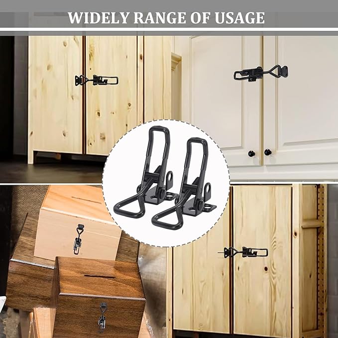 4 Pack Toggle Clamp Latch 4003 Style 1320lbs Capacity, Black Adjustable Toggle Clamps with Lock, Heavy Duty Latch Clamp with Quick Metal Release for Cabinet Boxes, Trunk Clamps and Smoker Doors