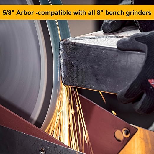 CBN Grinding Wheel 8 inch, Dia x 1 Inch Wide x 5/8" Arbor, Suitable for Sharpening Woodturning Tools, High Speed Steel Tools, 8 inch Bench Grinders