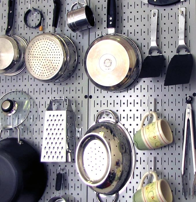 Wall Control Pegboard 32in x 16in Gray Metal Pegboard Tool Board Panel