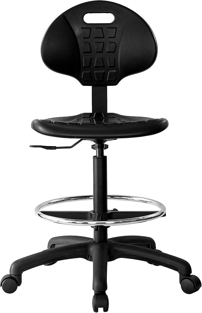 Chair Master (Tall Bench Stool, Standard Casters Easy to Clean! Ergonomic Polyurethane Drafting Stool. Seat Height Range 23"-33". Heavy Duty Adj. Footring. for Home Office Lab Workstation.