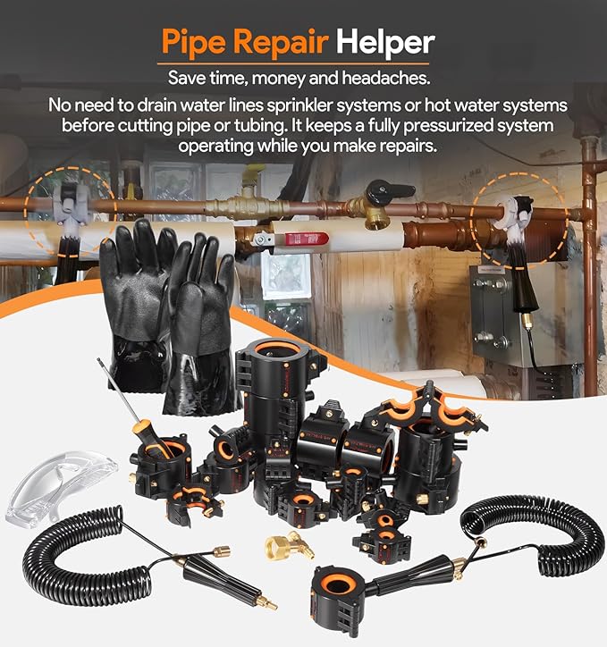 CST2 General Cold-Shot Pipe Freeze Kit - Upgraded CO2 Water Pipe Plumbing Line Freezing Repair Kit from 1/8" to 2" for Copper Steel Aluminum Cast Iron