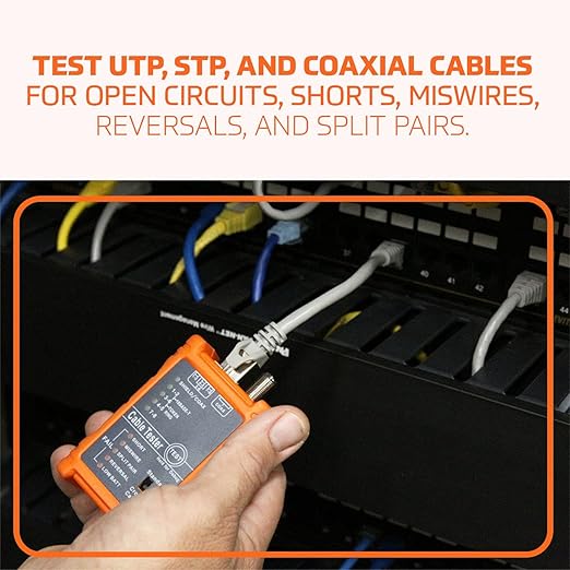 TEMPO Communications PA1594 Network Cable Tester | LAN & AV Cable Continuity Tester | 8-Way RJ45, UTP, STP, Coaxial Cables