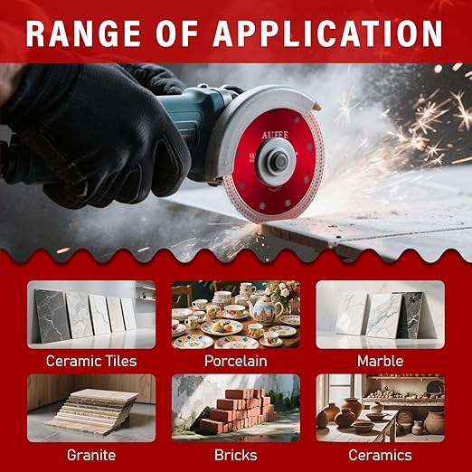 5 Pcs Diamond Saw Blades, 4-1/2'' Tile Cutting Blades for Angle Grinder, Glass Cutting Disc Grinder Blades for Cutting Porcelain Ceramic Granite Marble (Red)