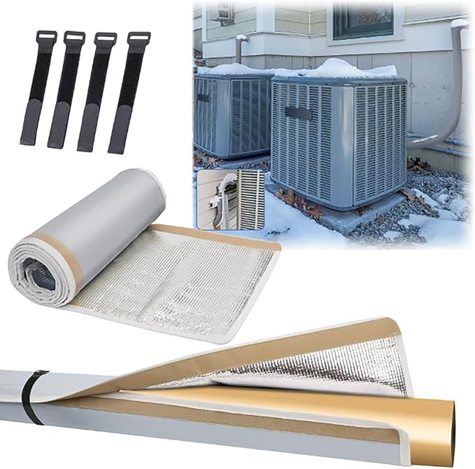 Ac Line Insulation, 78.7x11.8 inch 600D Oxford Air Conditioner Line Insulation, 3 Layer HVAC Copper Pipe Insulation Cover, AC Pipe Insulation Wrap for Outside (Light Gray)