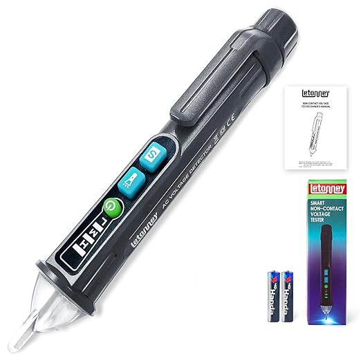 Voltage Tester, Non Contact AC Voltage Tester Pen, Wire Breakpoint Finder, Dual Range 12V-1000V/48V-1000V, Buzzer Flashing LED Alarm, Flashlight (Grey)