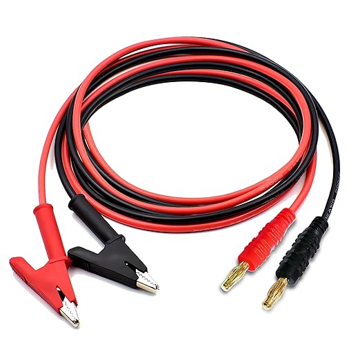 Banana Plug to Crocodile Clip Test Leads Wire Cable 12AWG Alligator Clip Test Probe Cable 4mm Banana Plug Test Leads 5.9 ft for Multimeter and Battery Testing(X-Y 12A 1.8m).