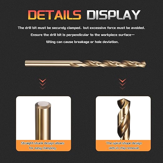 Drill Bit, 11/64" Cutting Diameter (4.366mm), 4241 HSS Gold 118° Cutting Angle Versatile Jobber Bits - (Applications: for Drilling Plastic Wood Soft Thin Metal), 10-Pieces