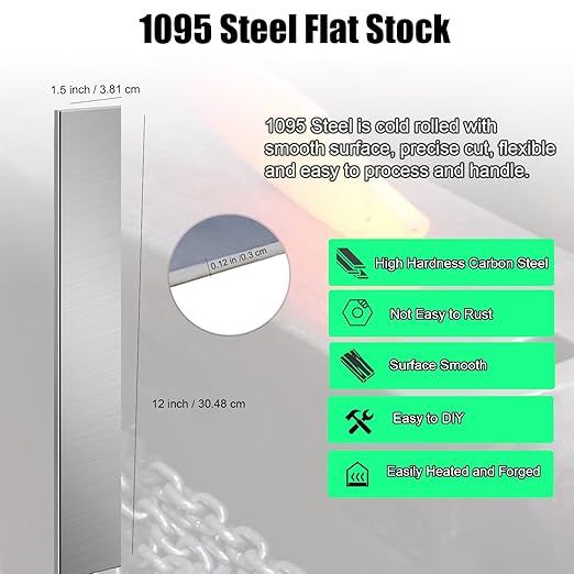 5 Pack 1095 Steel for Knife Making - 12"x1.5"x1/8" 1095 Steel Flat Stock Knife Blanks for Knife Making DIY