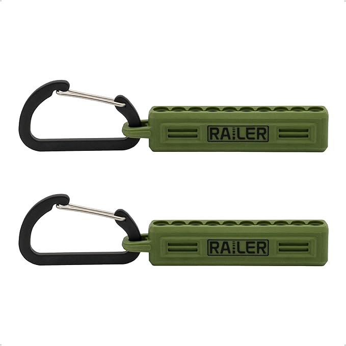 Screwdriver Bit Holder Storage Organizer – Railer 10-Hole Camo Green Bit Holder with Carabiner - 2 Pack