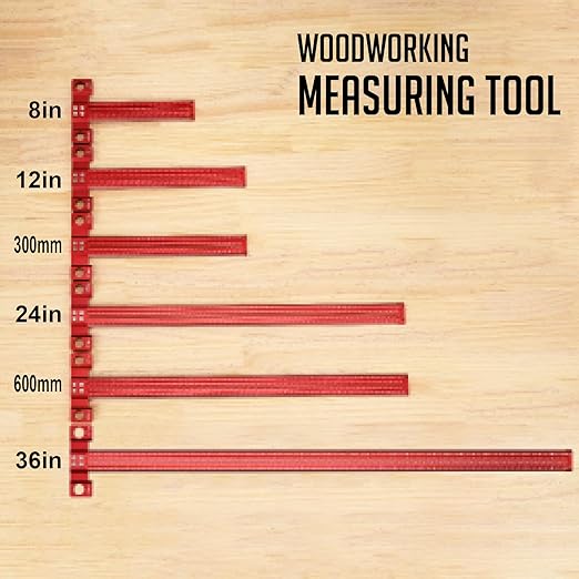 Woodworking Scriber T-Square Ruler 24in with Thoughtful Support Lips, Architect Ruler for Carpenter Work, Layout and Measuring Tools