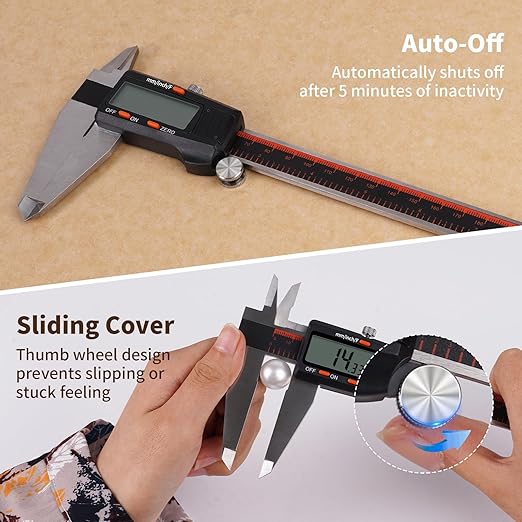 Digital Caliper 12 Inch,HARDELL Caliper Measuring Tool with Large LCD Screen,Electronic Digital Vernier Caliper Auto-Off Feature,Inch/MM/Fraction,Digital Ruler for 3D Printing/Jewelers/Woodworkers