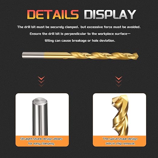 Drill Bit, 13/64" Cutting Diameter (5.159mm), 4241 HSS TiN Coated 118° Cutting Angle Versatile Jobber Bits - (Applications: for Drilling Plastic Wood Soft Thin Metal), 10-Pieces