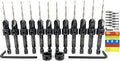 FTG USA 12 Pc #4 (7/64") Countersink Drill Bit Set with Depth Stop Collar, Hex Wrench - Tapered Drill Bits for Wood