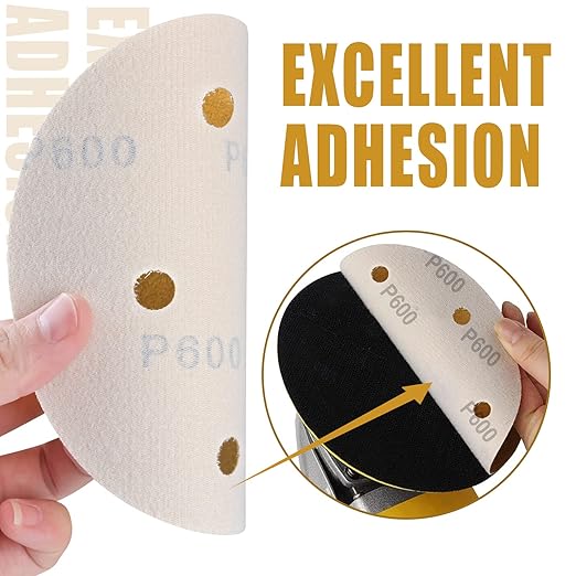 6 Inch - 6 Hole Hook and Loop Sanding Discs 600 Grit, Random Orbital Sandpaper for Automotive and Woodworking - 100 Pack