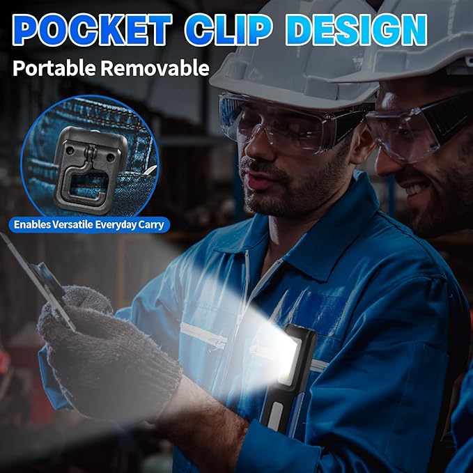 Rechargeable LED Flashlight Magnetic Light, Portable Work Light Trouble Lights Lamp for Mechanics, Compact Reliable and Super Bright Flash Light for Tool Gifts for Men(Blue)