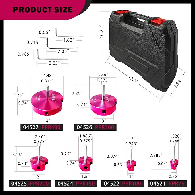PVC Pipe Reamer Kit,04529 for PPRK6 Plastic Pipe Fitting Reamer,PVC Reed Pipe Reamer Contains 3/4",1",1-1/2",2",3",4" Aluminum Fit into Standard 1/2" Drill for CPVC, PPR or ABS