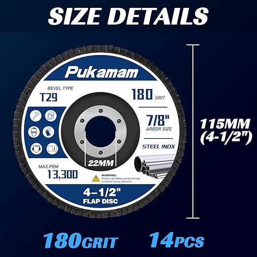 14 Pack of Flap Discs 4 1/2 for Angle Grinder Grit 180 Type 29 Zirconia Grinding Wheel for Wood Metal Sanding