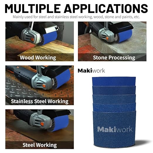 Zirconium Grinding Belt Sleeve, 3.5" Diameter x 4" Width Mix Grit Metal Grinder Tool Attachment, 10 Pcs (2 Each of 40/60/80/120/180 Grit), Expanding Drum not Included