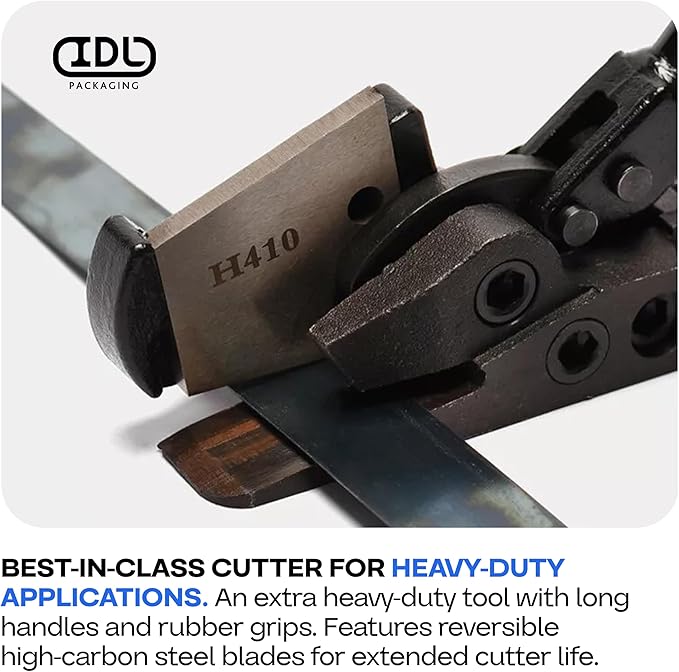 IDL Packaging H-410 Steel Strapping Cutter for up to 2" Width and 0.05" Thickness – Heavy-Duty Best in Class Tool with Long Handles